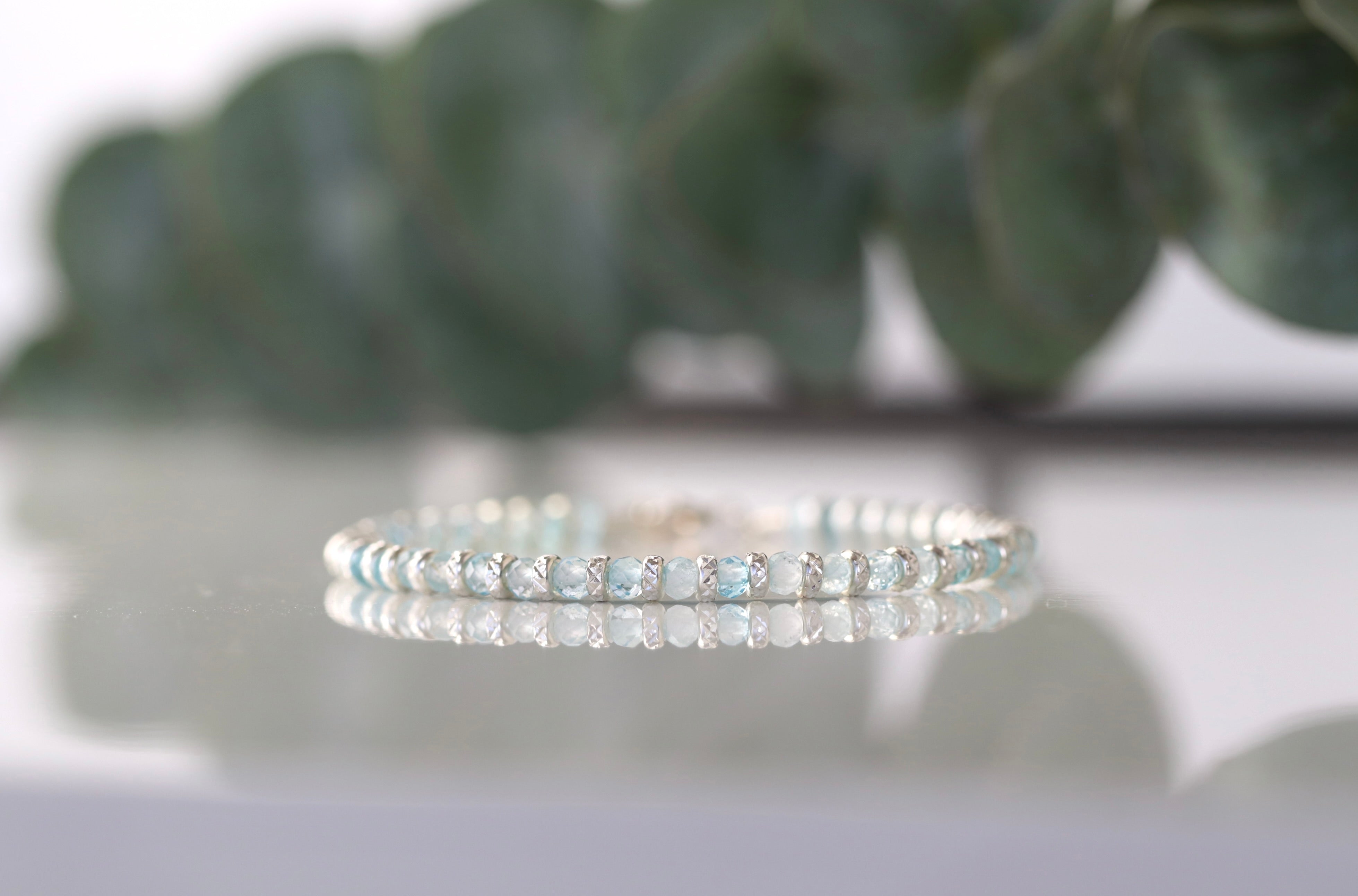 Elegant Blue Topaz bracelet, handmade with 925 sterling silver for a refined, radiant look