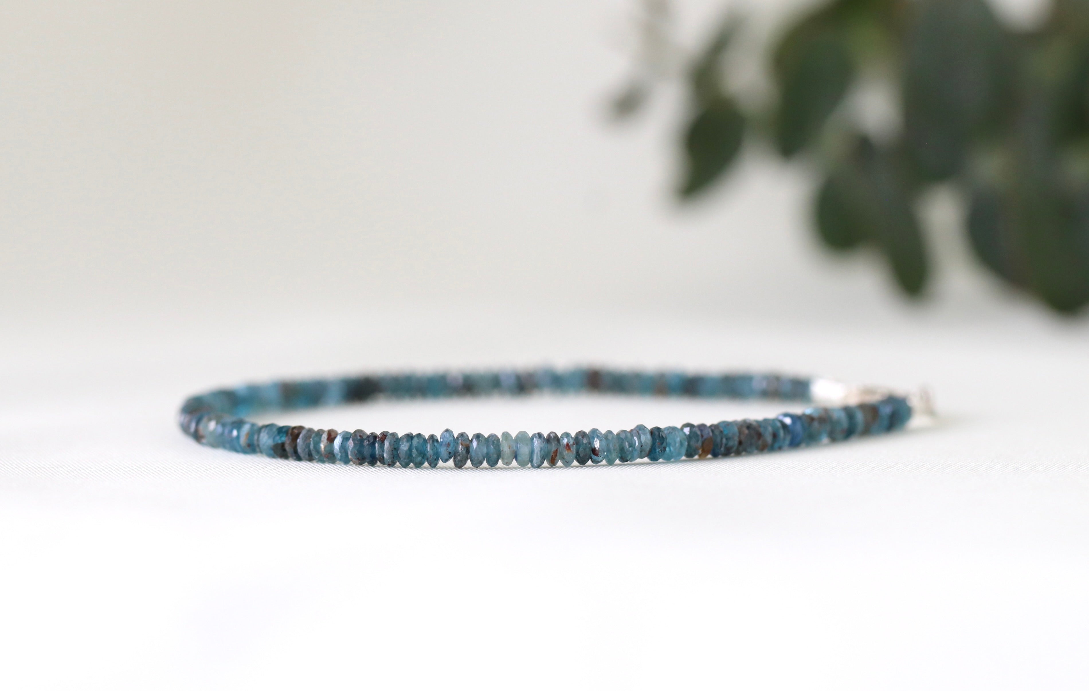 Elegant Dark Teal Kyanite bracelet, handcrafted
