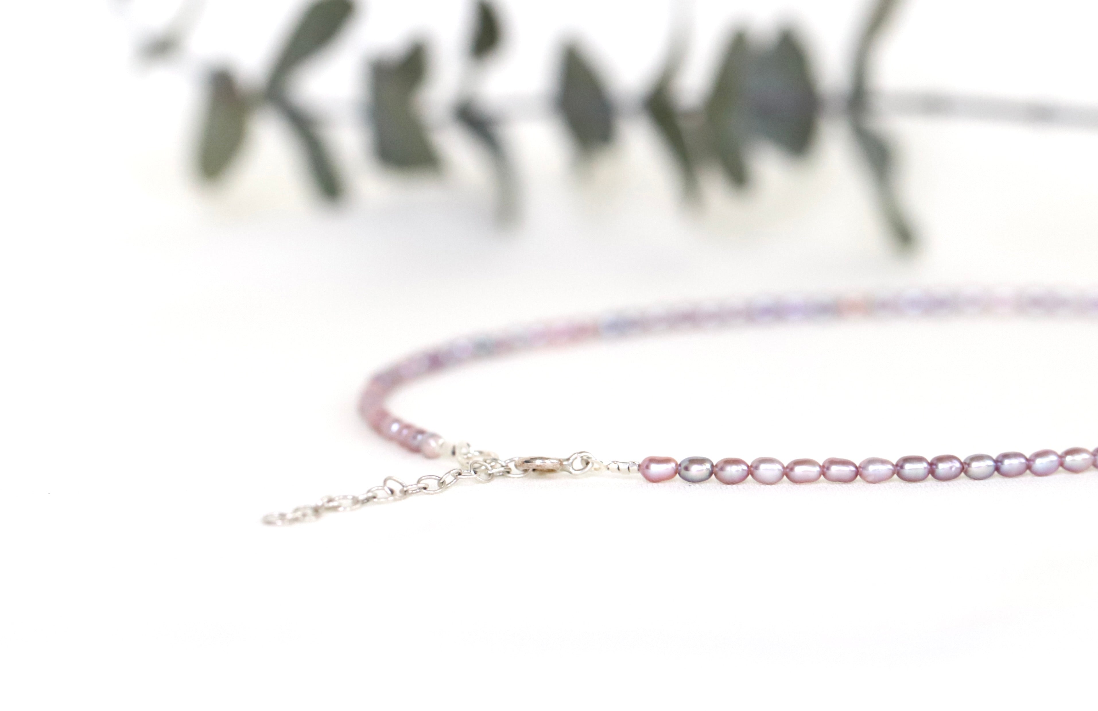 Adjustable extender and clasp detail on handmade freshwater rose pearl necklace, thoughtful gift for bridesmaid or anniversary