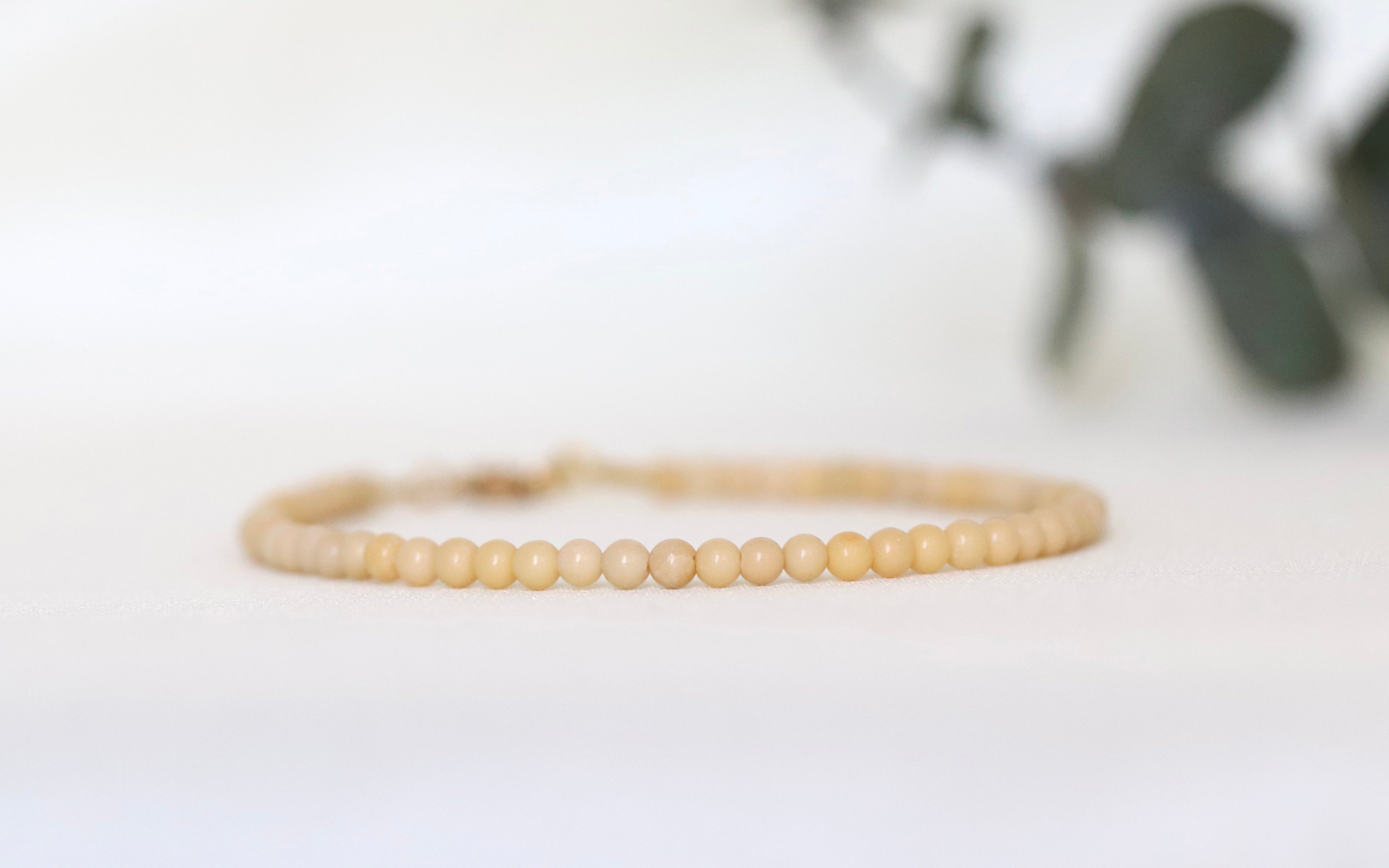 Handmade Butter Yellow Nephrite Jade bracelet, elegant minimalist jewelry by Oberia Jewelry