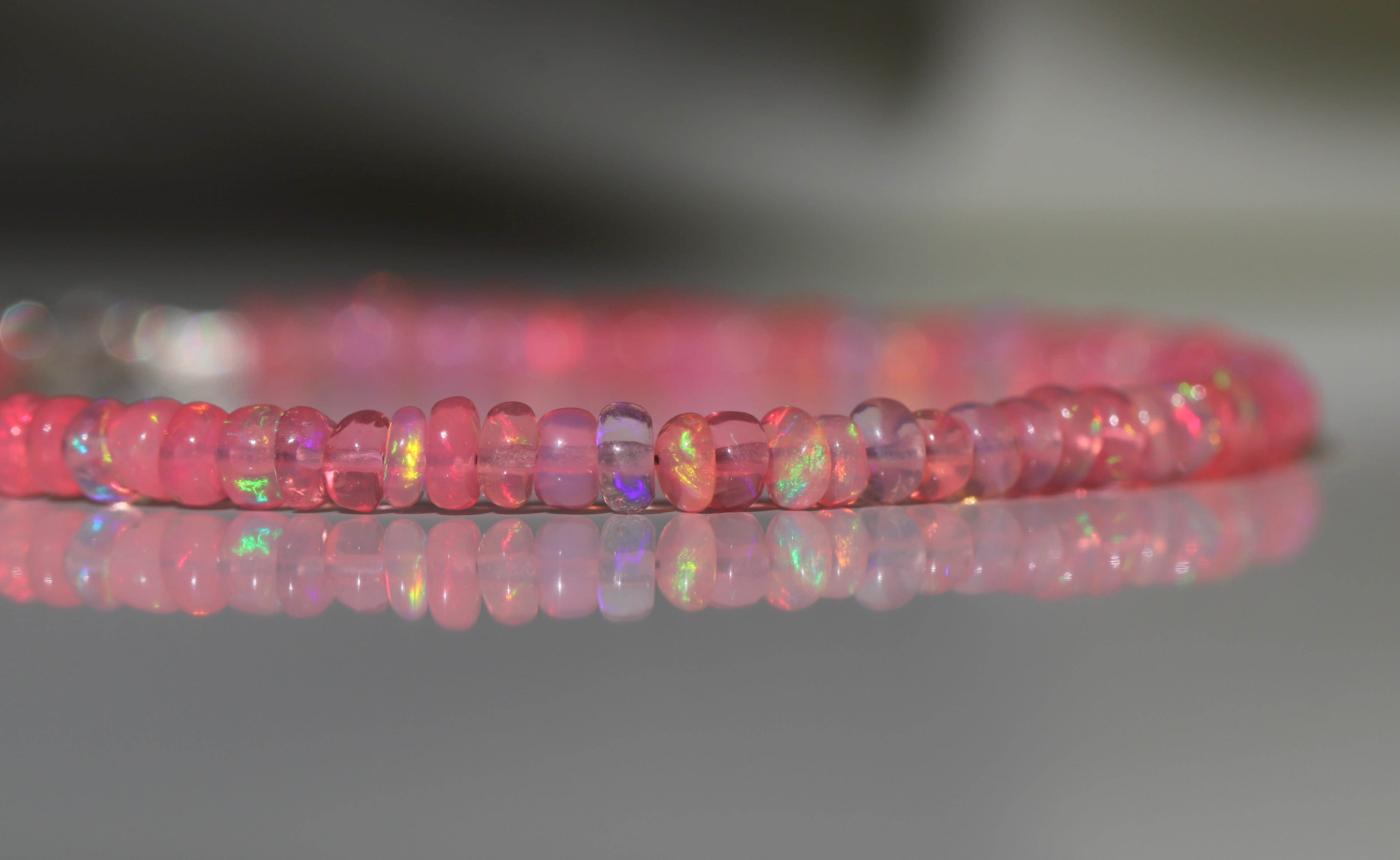 Handmade Fire Pink Opal bracelet, minimalist jewelry