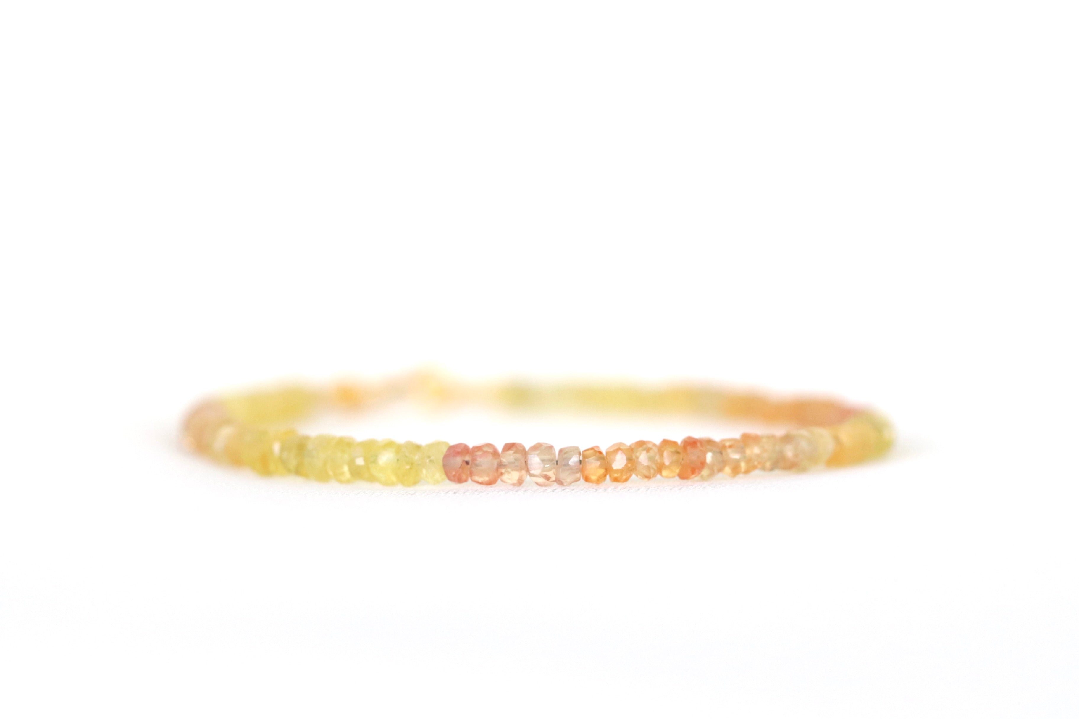 Handmade Yellow Orange Sapphire bracelet, dainty minimalist jewelry by Oberia