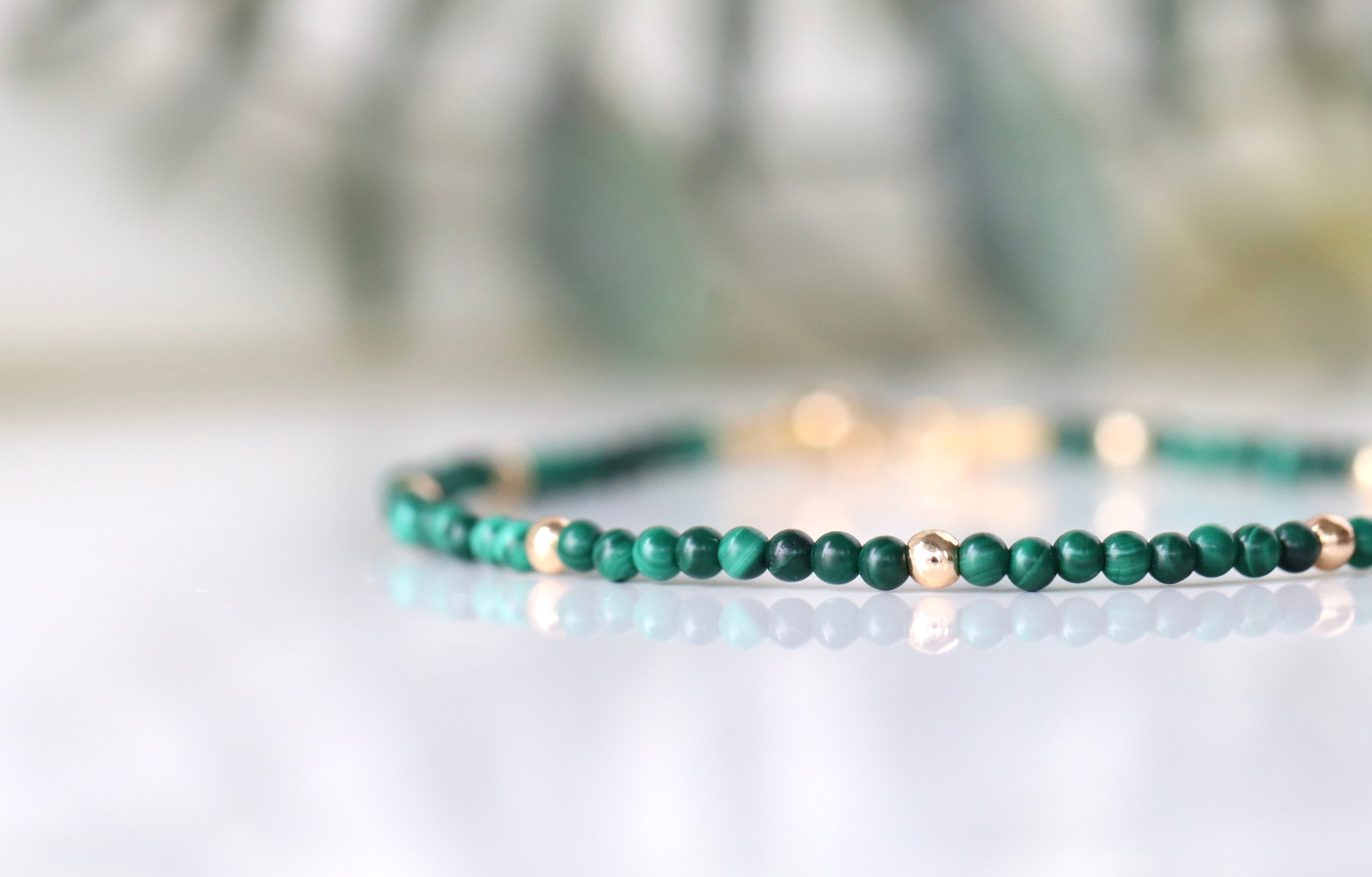 Minimalist malachite bracelet for August birthstones lovers