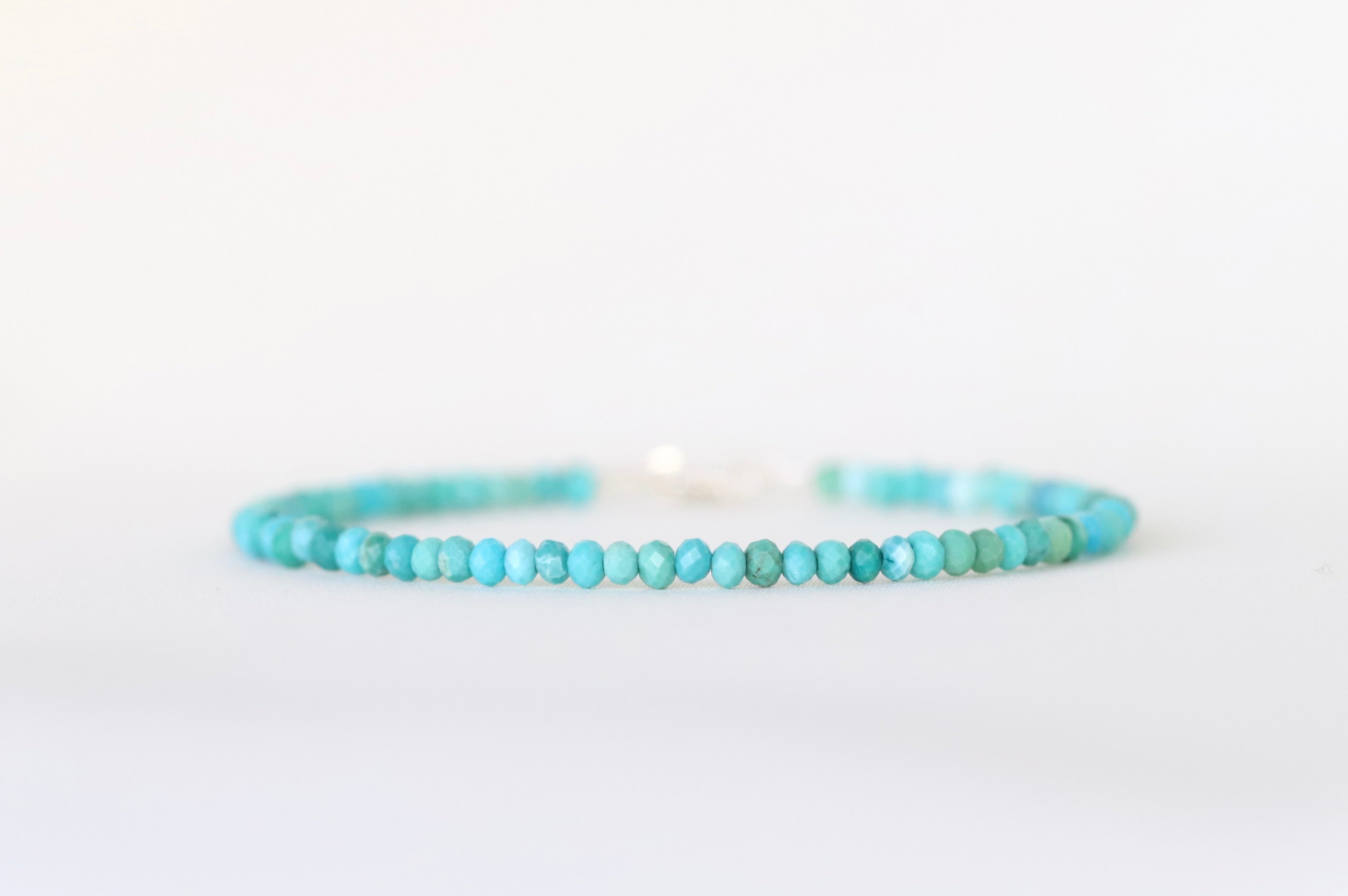 Minimalist 3mm Turquoise bracelet, sterling silver