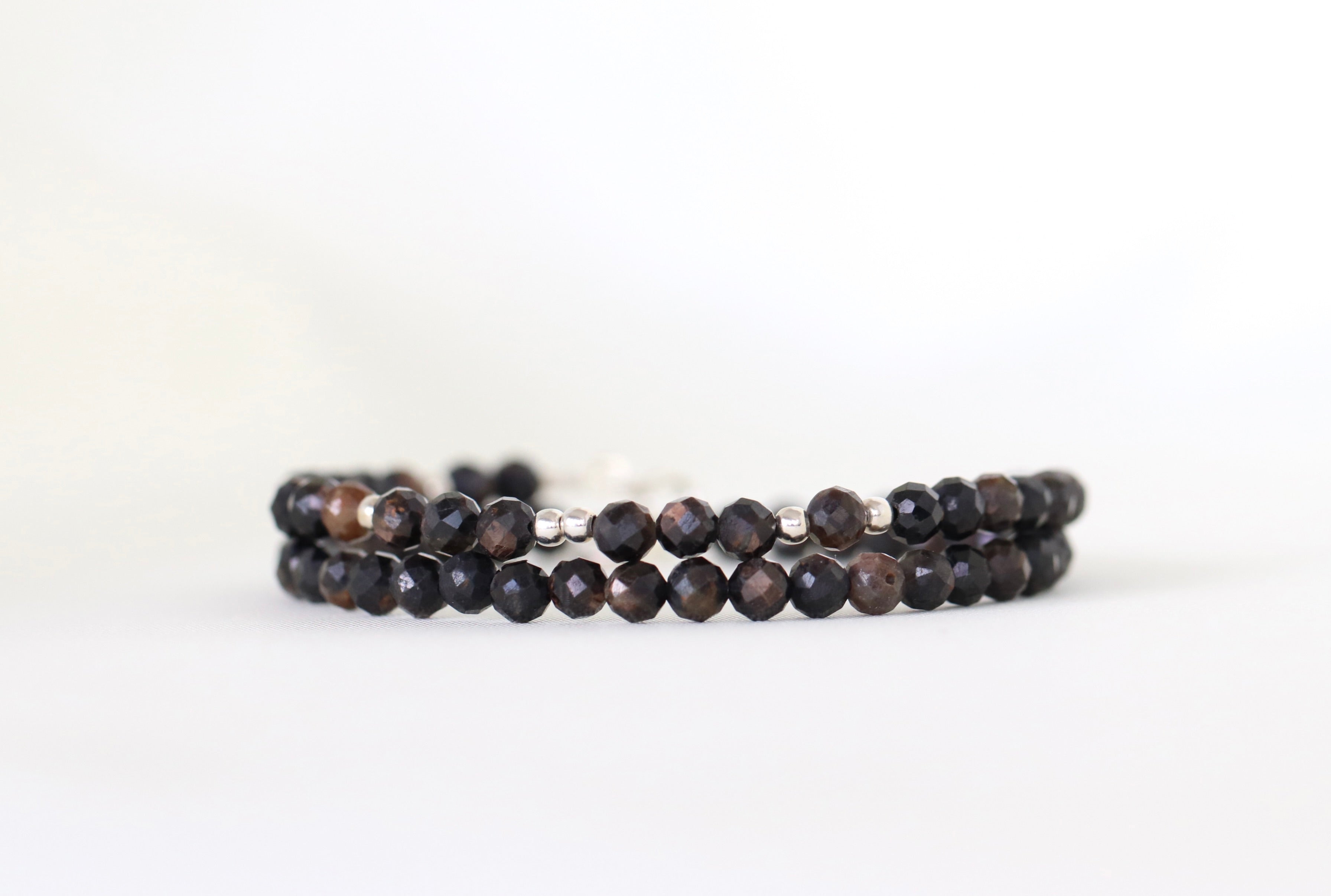 Minimalist Black Star Sapphire bracelet by Oberia Jewelry