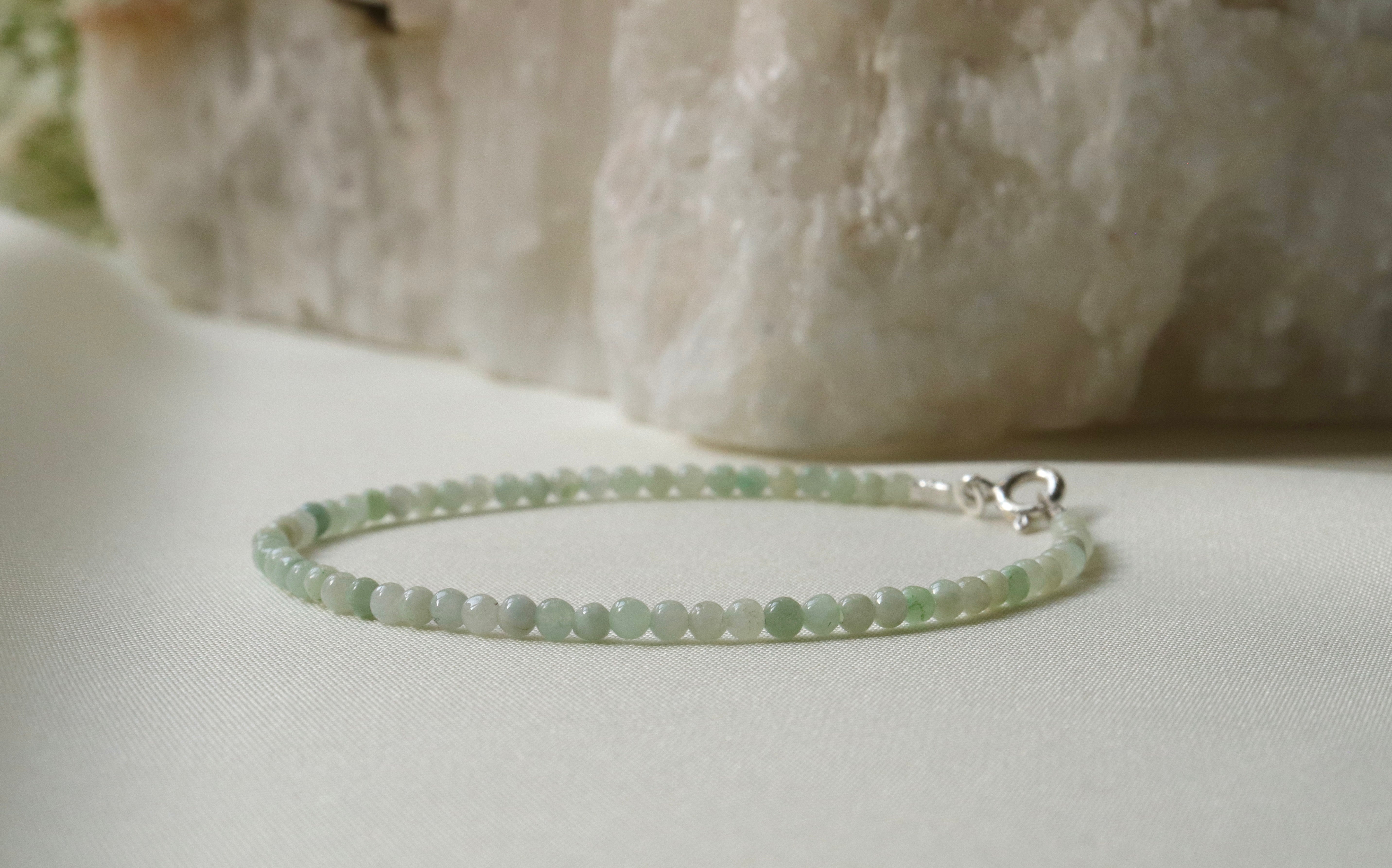 Minimalist Delicate Burma Jade Bracelet by Oberia Jewelry
