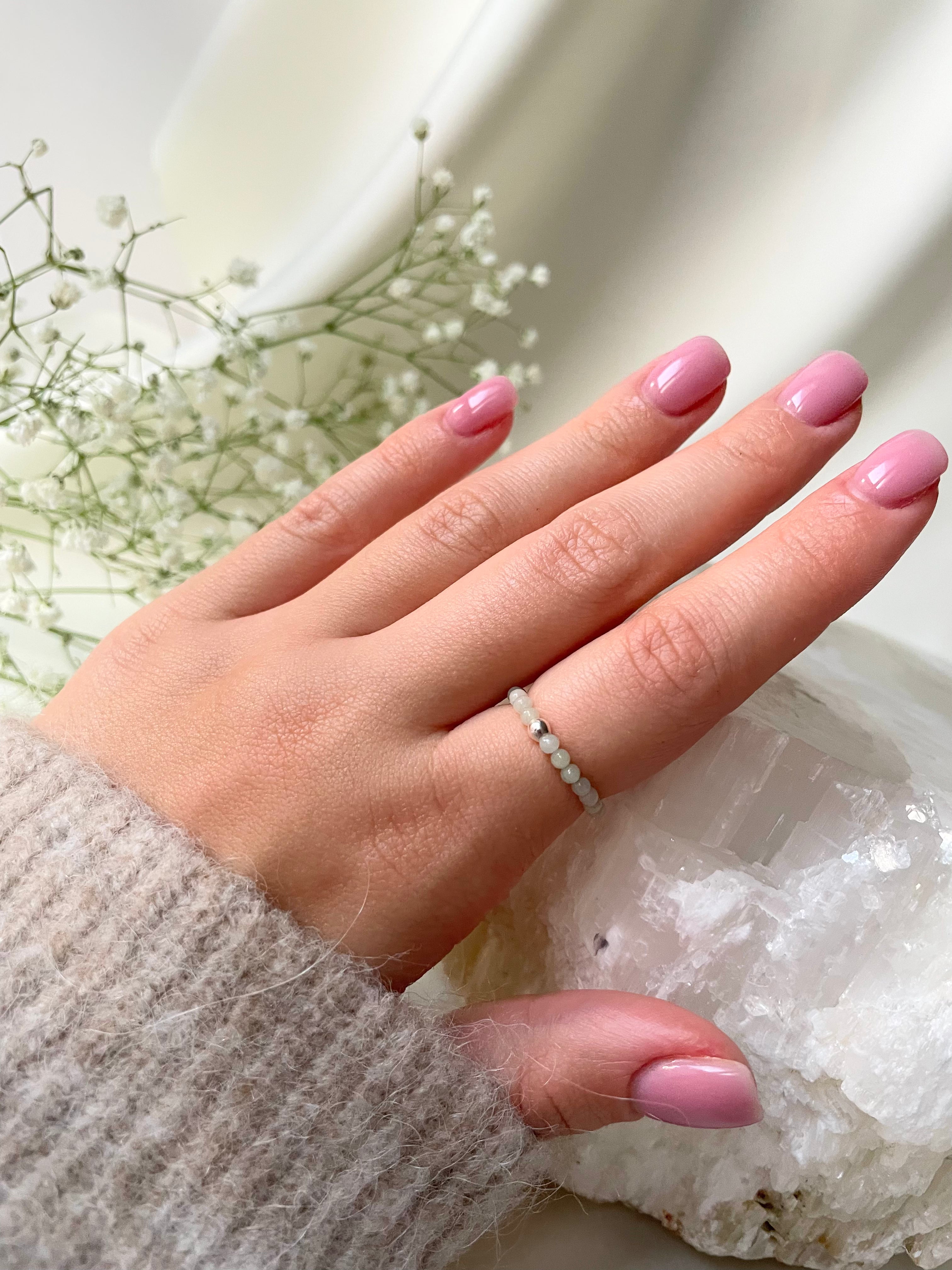 Minimalist Burma Jade stretch ring, elegant design