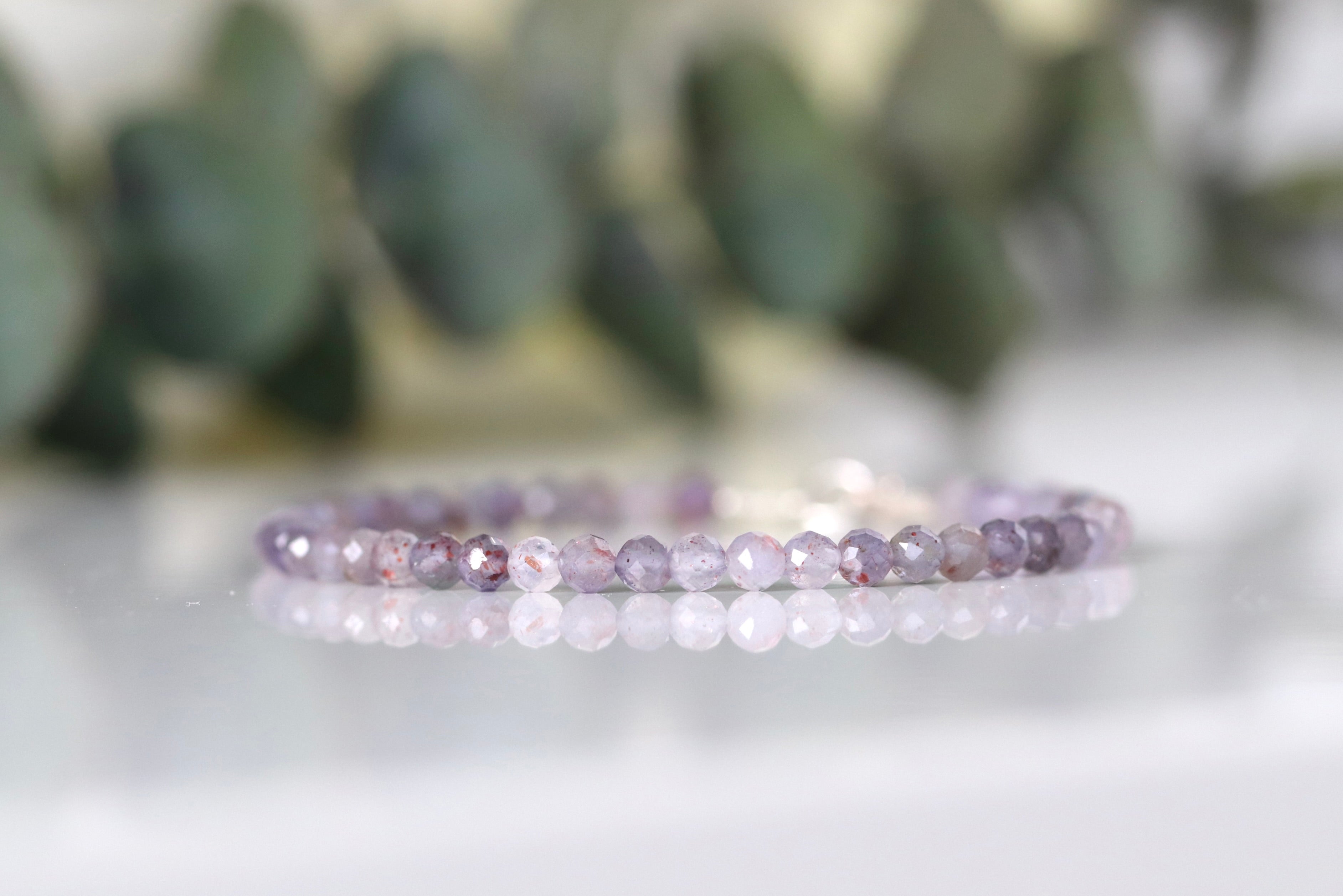 Minimalist Iolite bracelet, unique gemstone mix