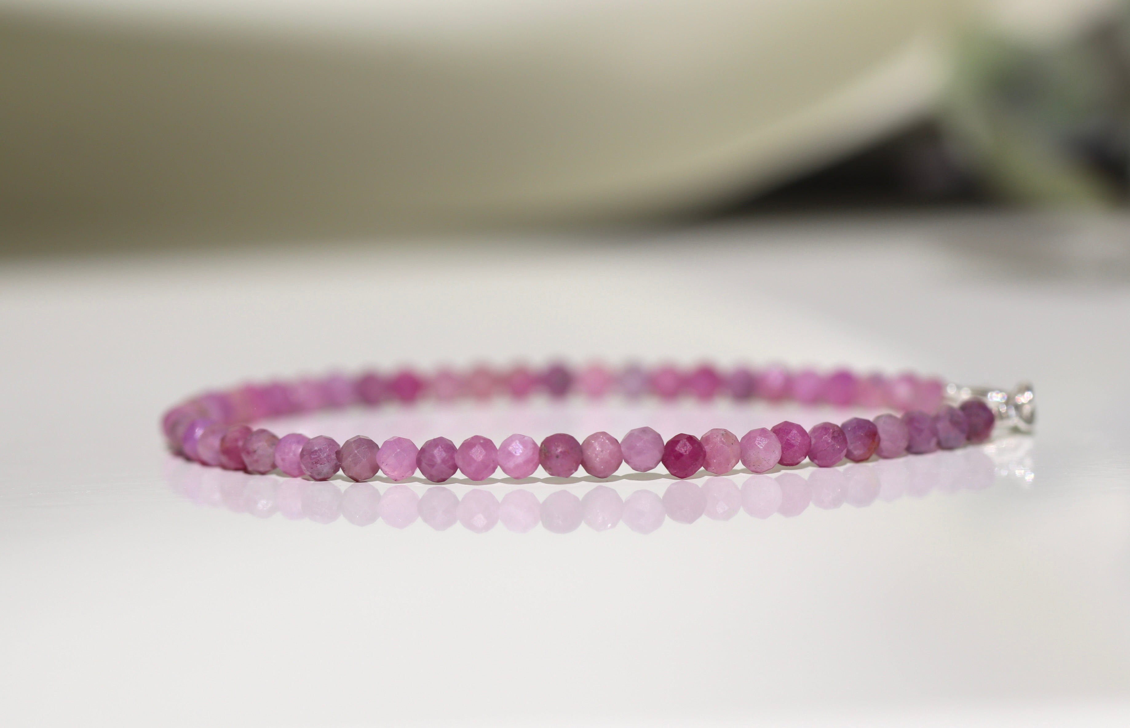 Minimalist Pink Ruby bracelet, timeless design