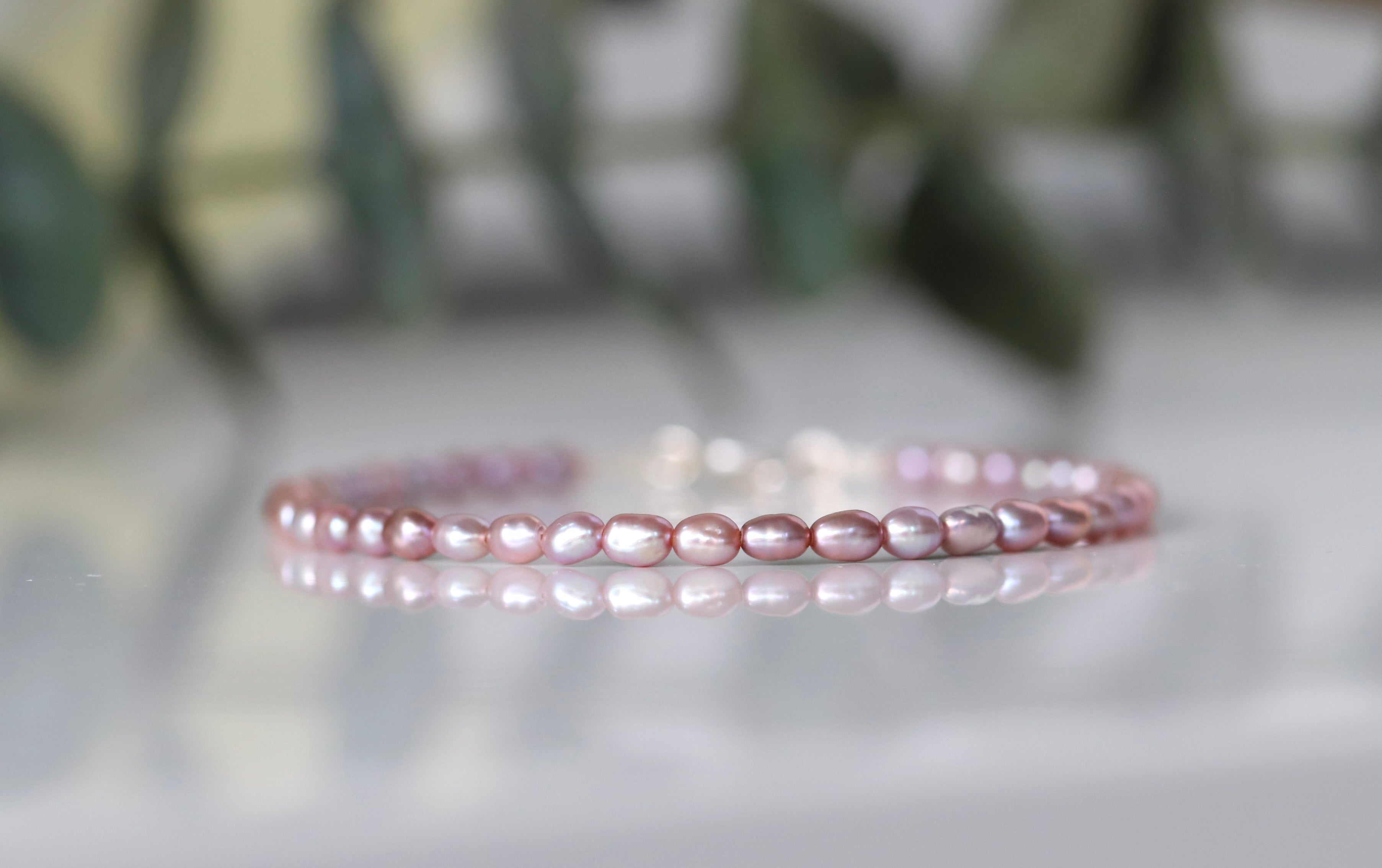 Minimalist 2-3mm Rose Pearl bracelet