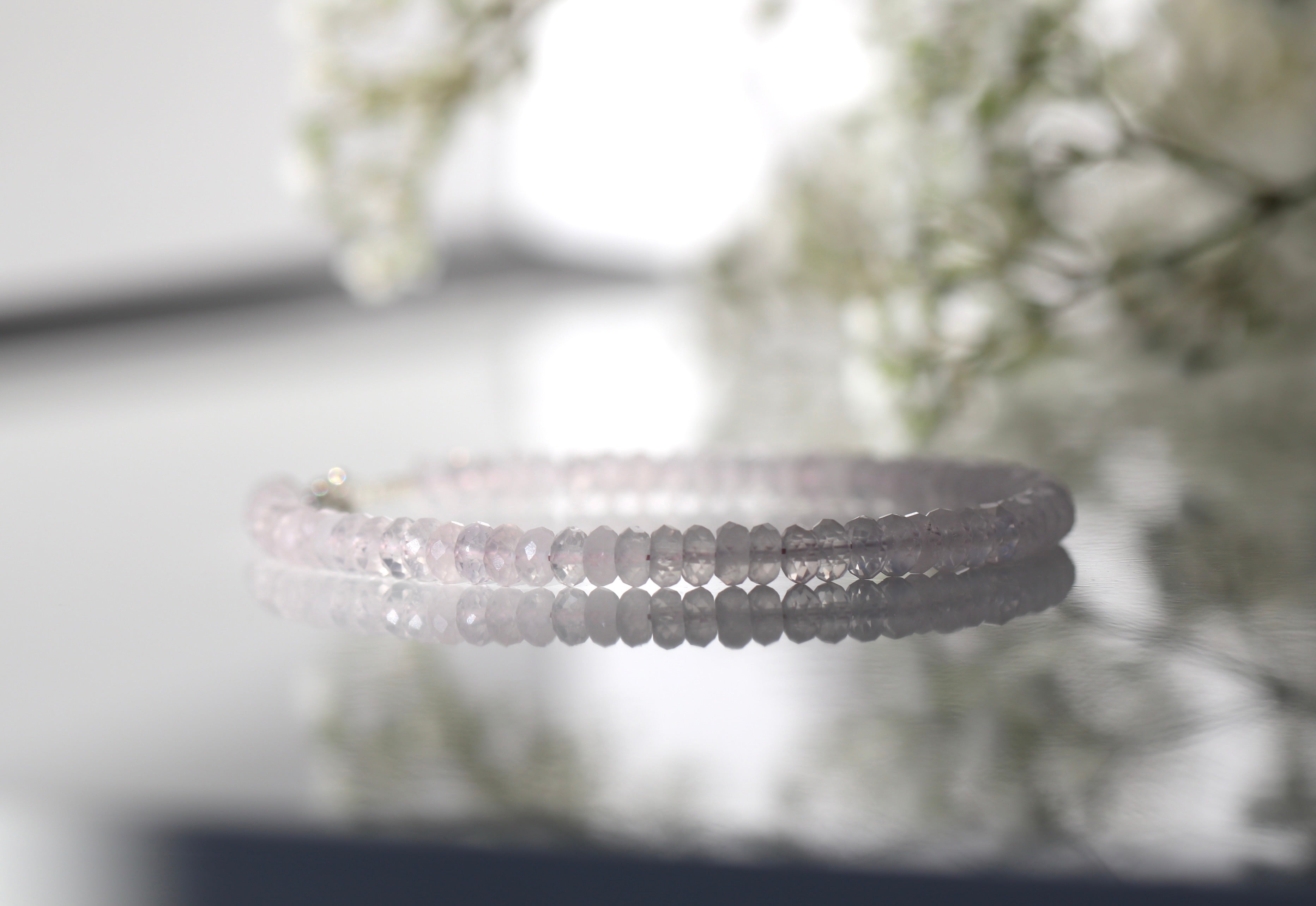 Minimalist 4mm Rose Quartz bracelet, elegant design