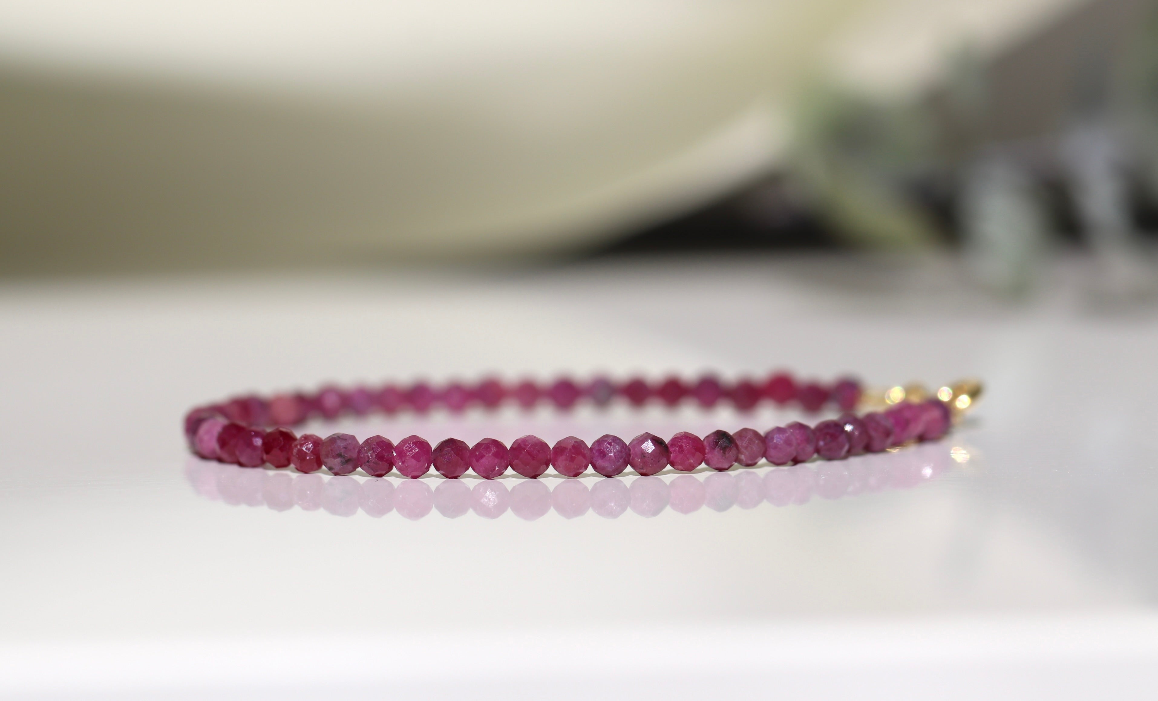 Minimalist Ruby bracelet, handmade jewelry by Oberia