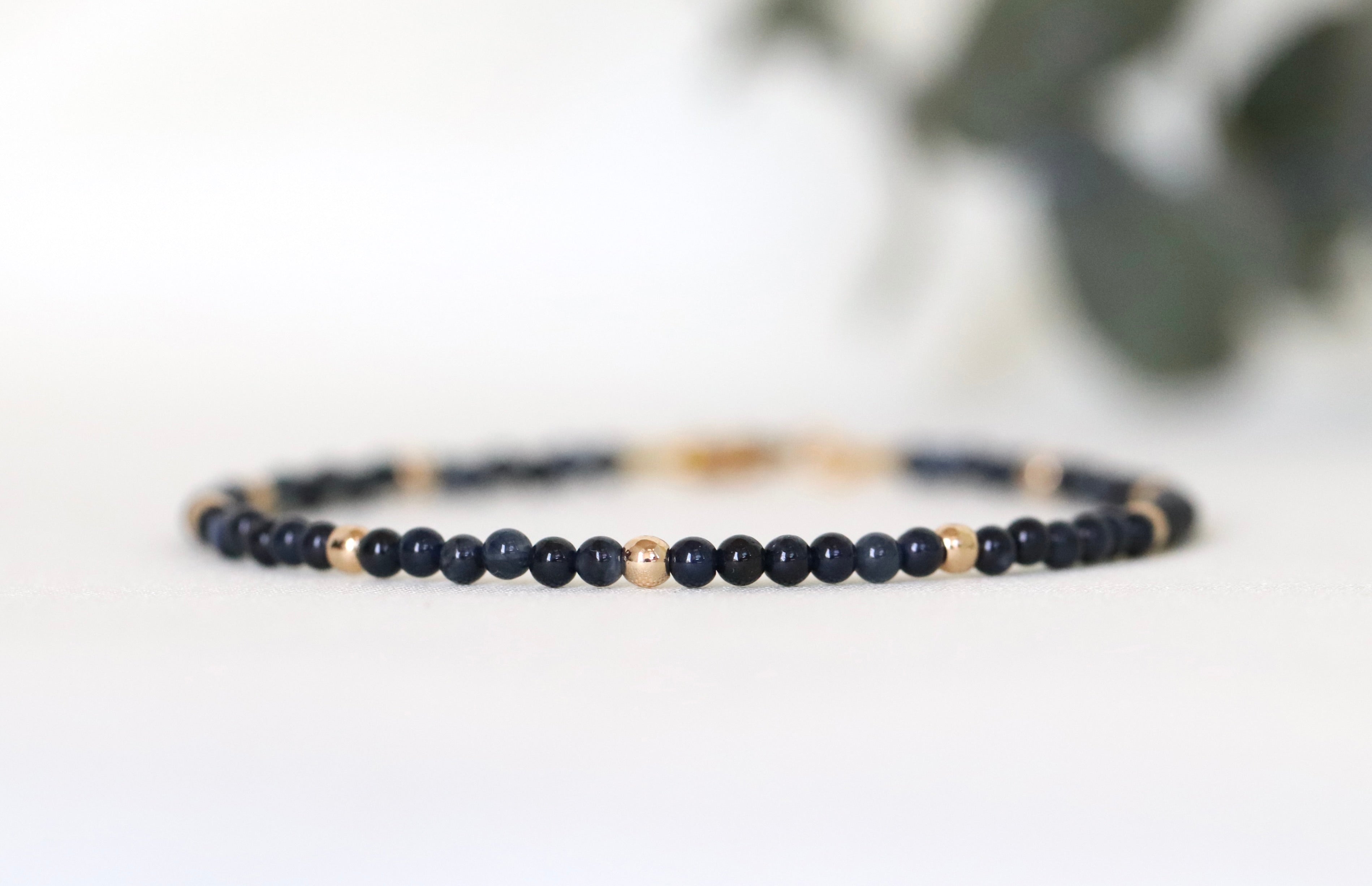 Minimalist Sapphire bracelet with 14k gold accents