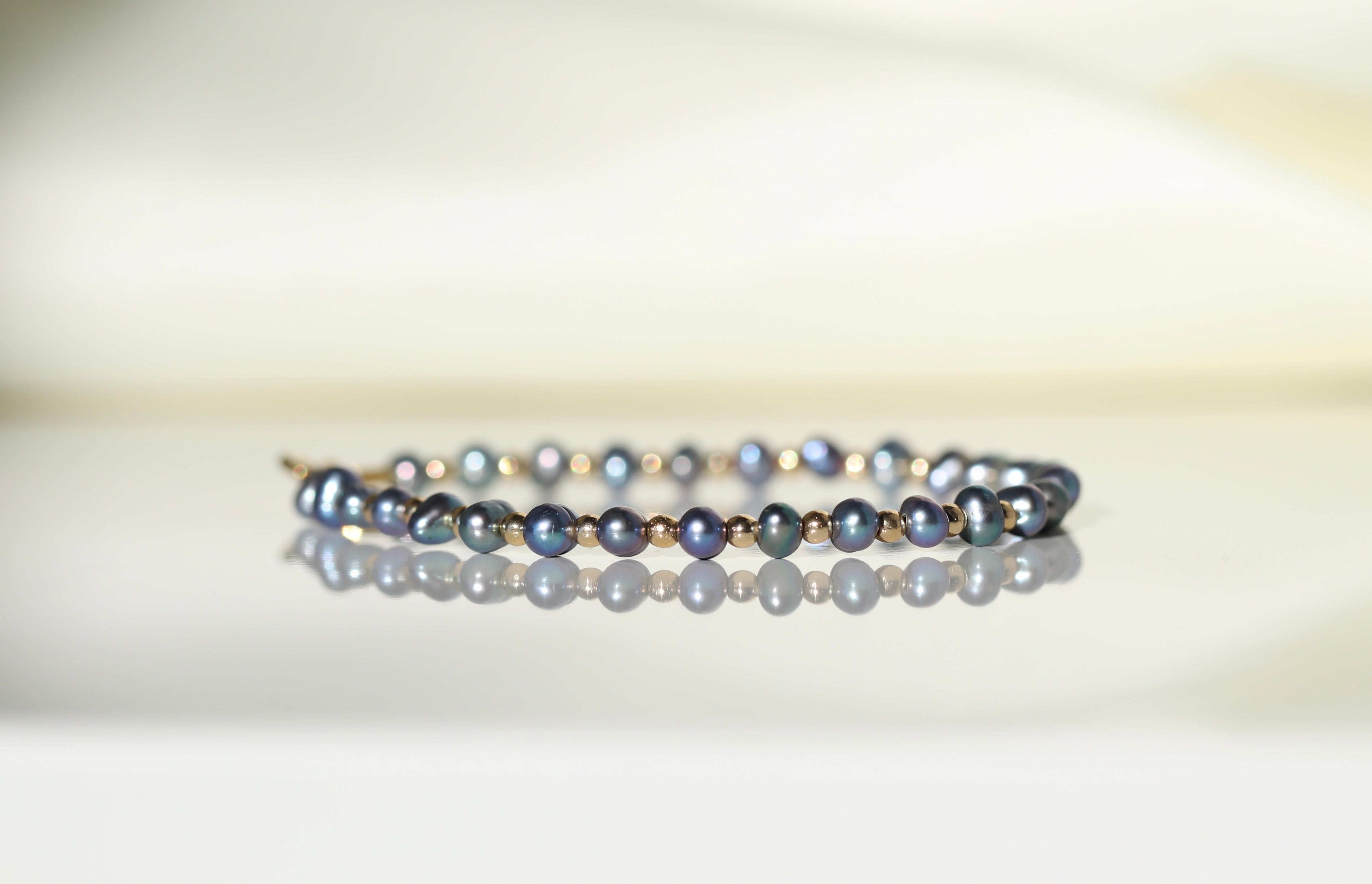 Minimalist Tahitian Black Pearl bracelet