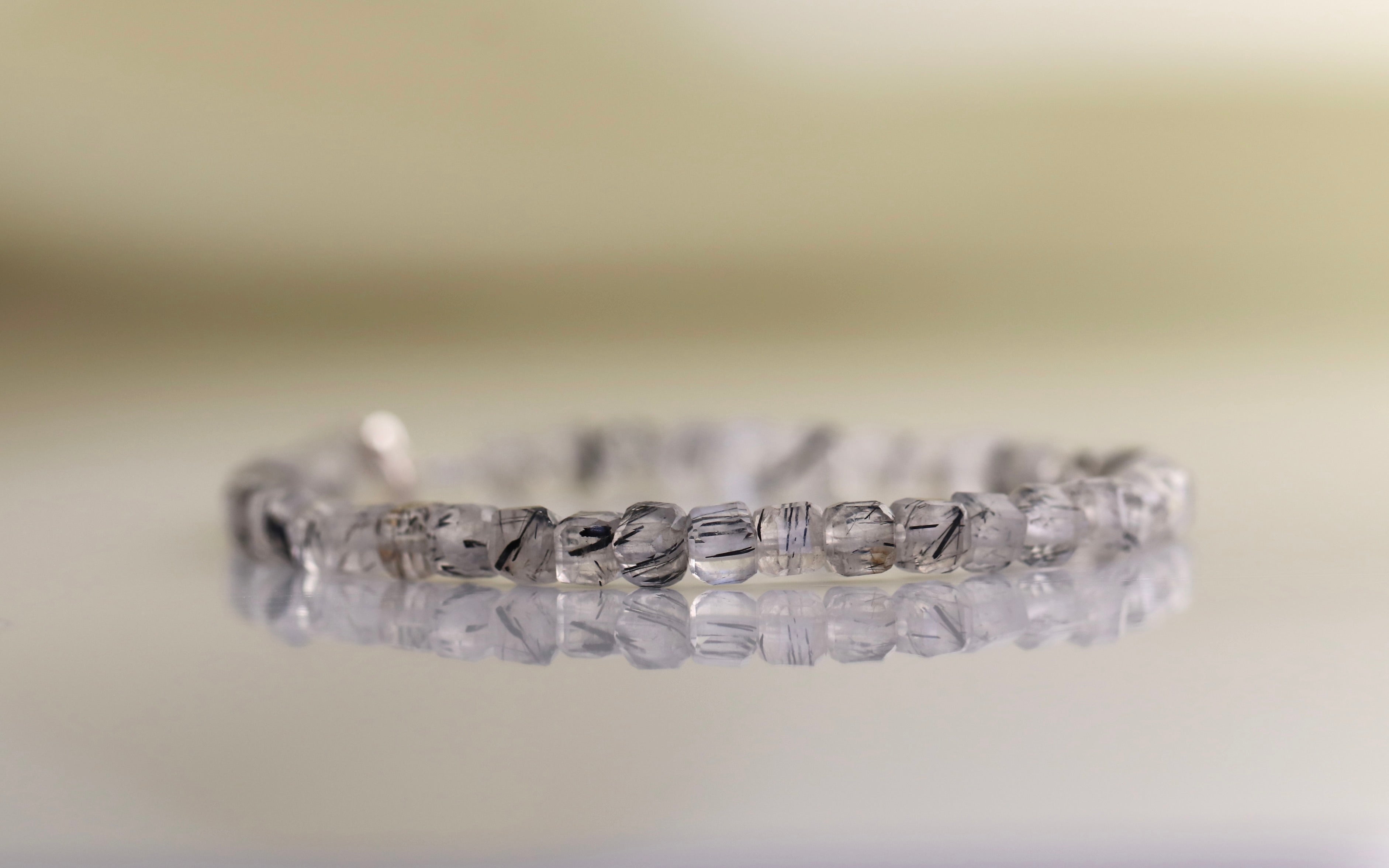 Natural Rutilated Quartz bracelet 4mm by Oberia Jewelry, handmade with timeless elegance