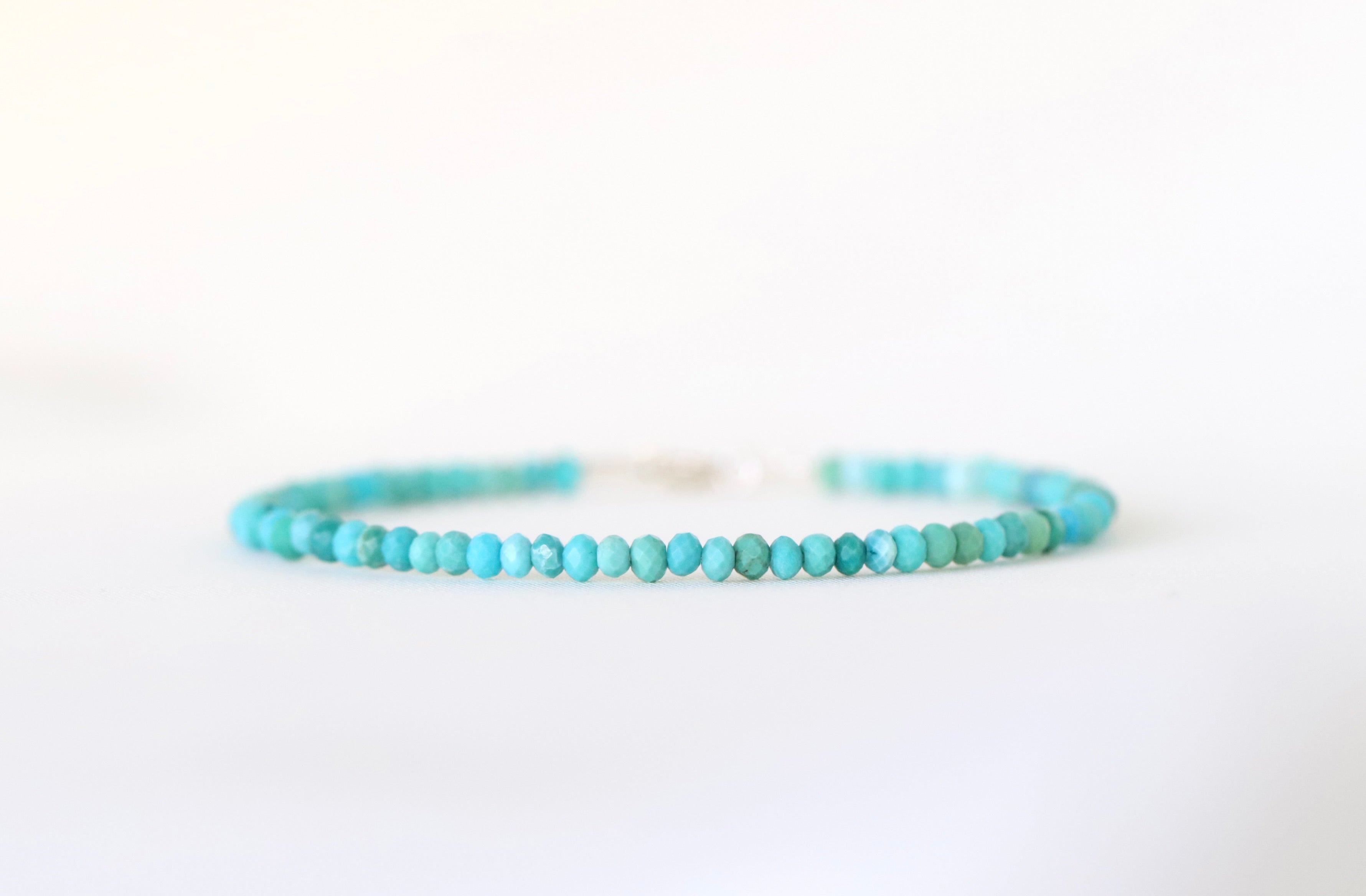 Natural Turquoise 3mm bracelet with silver