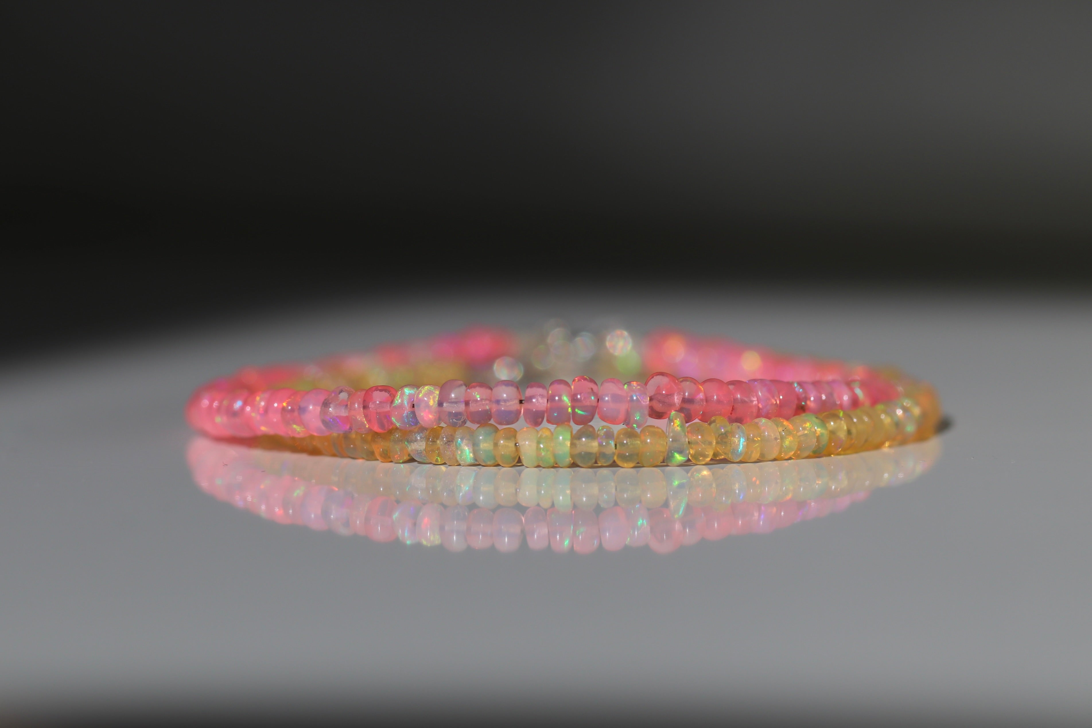 Oberia Jewelry Fire Pink Opal bracelet, dainty handmade jewelry with refined and timeless style