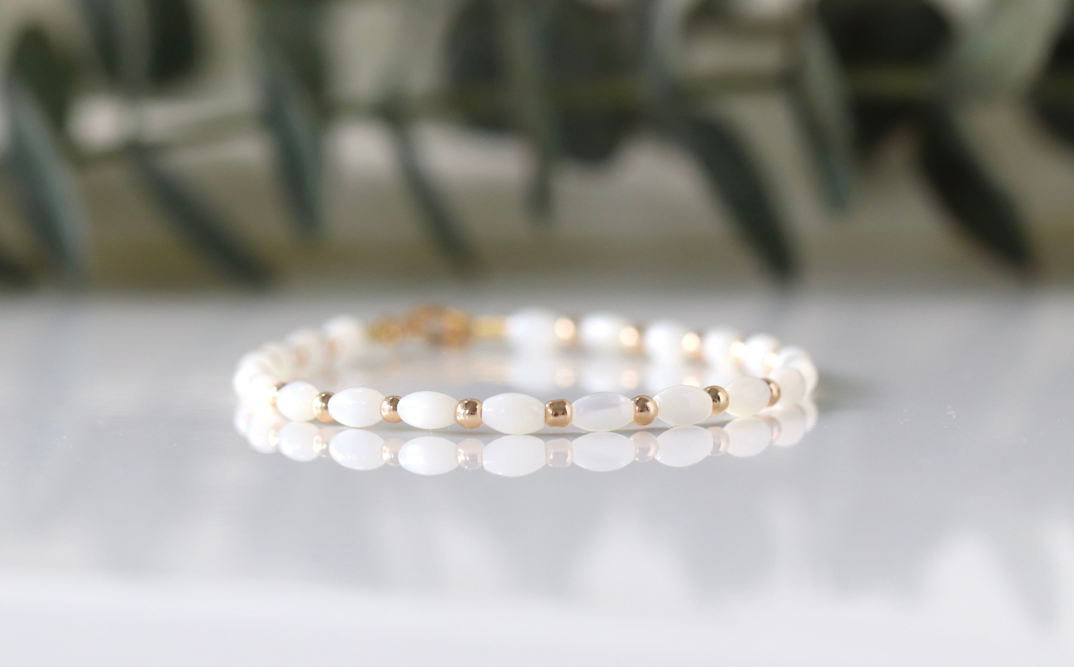 Oberia Jewelry Mother of Pearl bracelet with gold touches