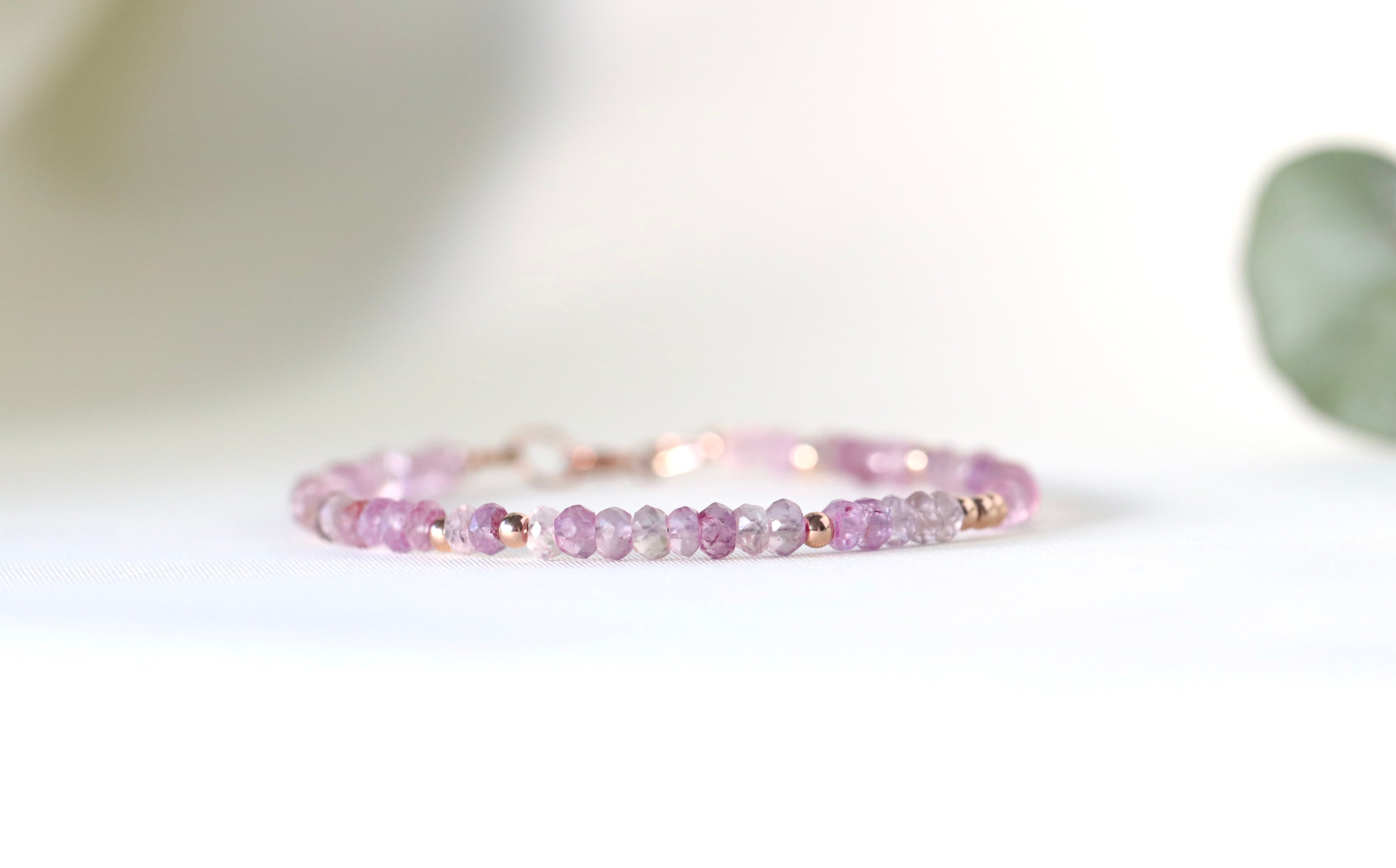 Pink Amethyst bracelet with 14k rose gold beads