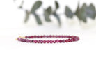Dainty handmade Pink Red Ruby bracelet 3mm by Oberia Jewelry, elegant minimalist design