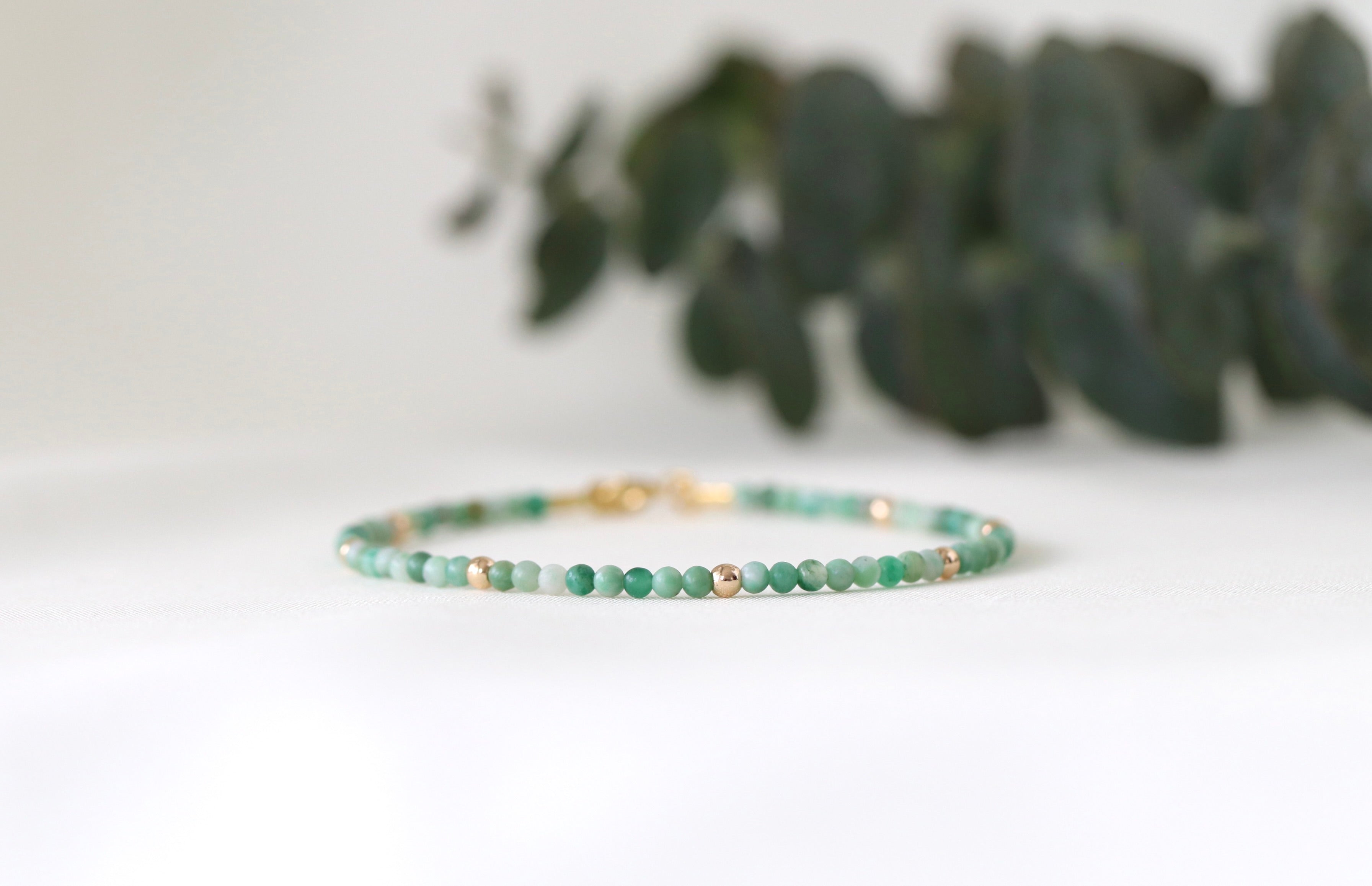 Qinghai Jade bracelet with 14k gold beads