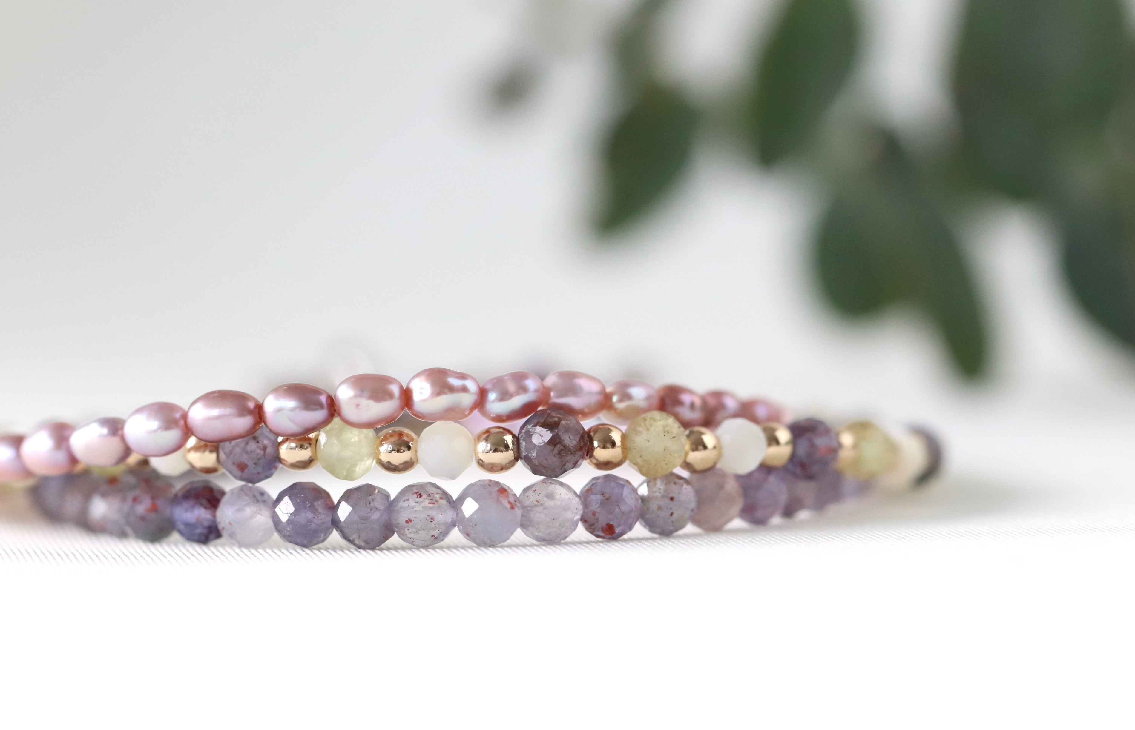 Rose Freshwater Pearl bracelet 2-3mm, delicate and elegant handmade jewelry from Oberia
