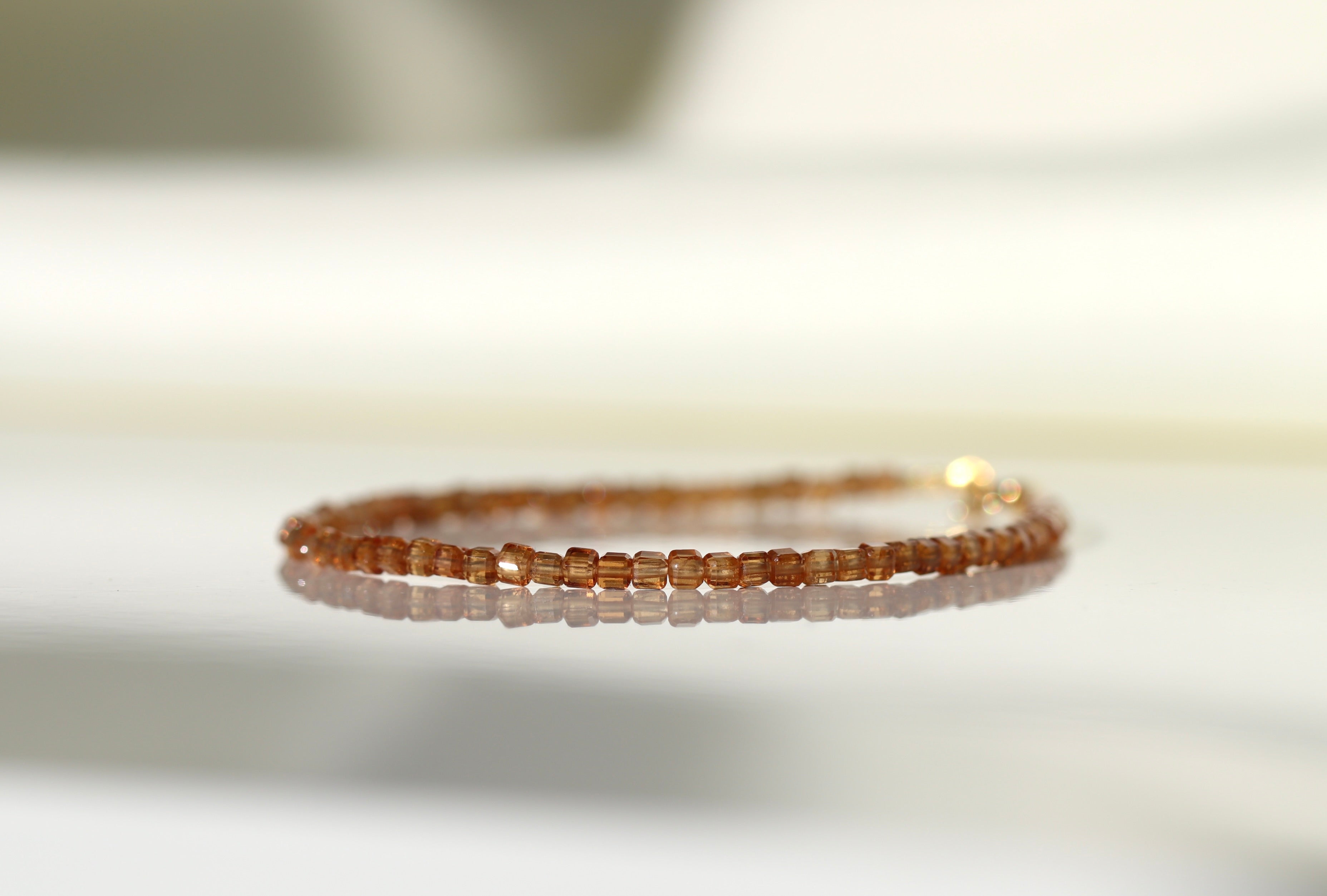 Spessartine Garnet bracelet with 2mm cube beads